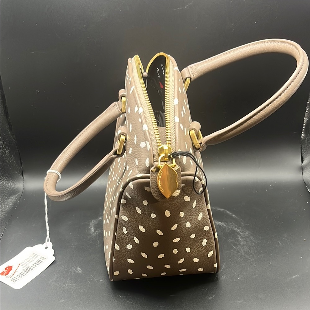 Lulu Guinness Brown and White Polka Dot Satchel - Picture 7 of 9